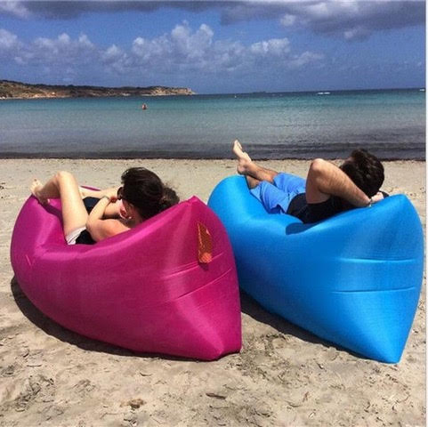 Inflatable bed for the shop beach