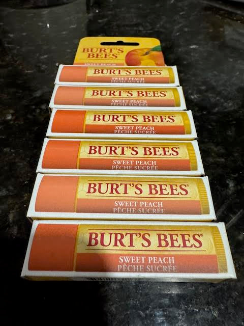 6 x Burt's Bees Sweet Peach Hydrating Lip balm