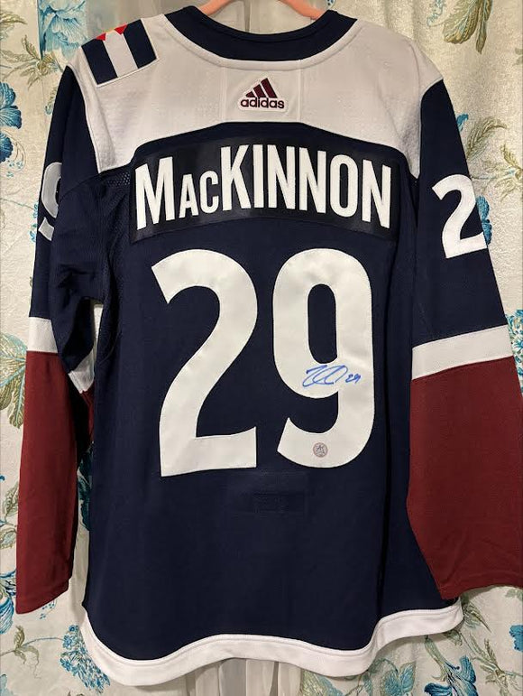 Nathan MacKinnon #29  Signed Colorado Avalanche Assistant Captain  Authentic Adidas Retro Reverse Jersey w/Fight Strap