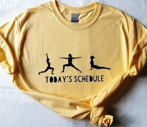 Todays Schedule- Soft Yellow Tshirt   Small