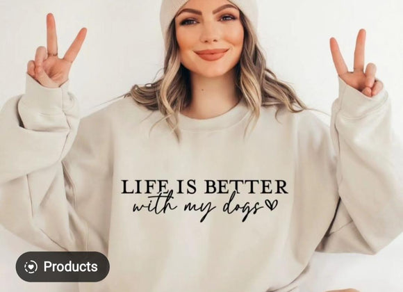 Crew Neck Sweater - Life is Better     2XLarge
