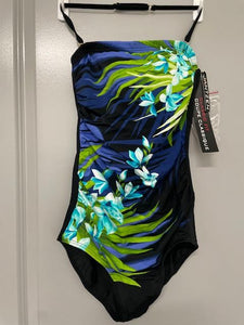 Jantzen One Piece Bathing Suit - Blue Floral   Size 10