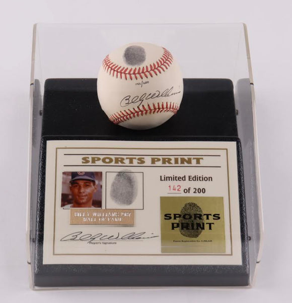 Billy Williams Signed LE ONL Baseball with Thumbprint With Display Case (Sports Print & Beckett)  Limited Edition # / 200