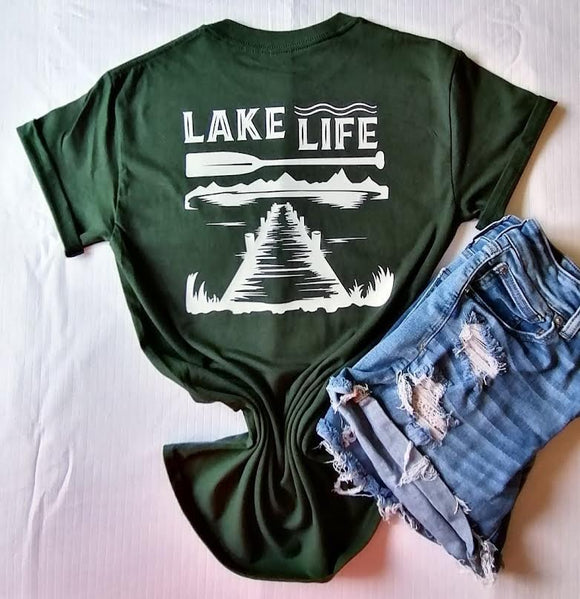 Lake Life- Hunter Green Tshirt  Small