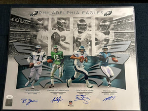 Eagles "QB Legends" 16x20 Photo Signed by (4) with Michael Vick, Donovan McNabb, Randall Cunningham & Ron Jaworski (JSA)