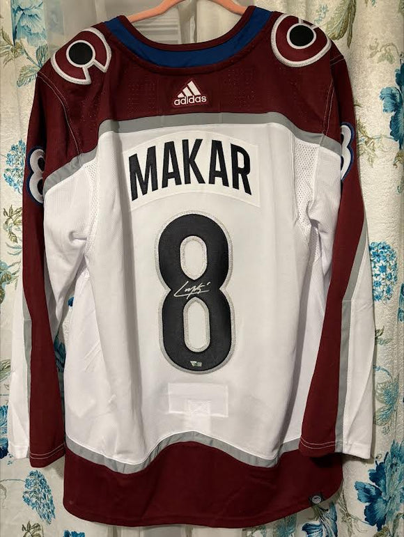 Cale Makar #8   Signed Colorado Avalanche Assistant Captain  Authentic Adidas Rare White Jersey w/Fight Strap
