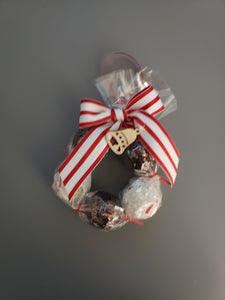 Chocolate Wreath - Red and White Striped Ribbon