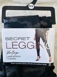 Black “leatherette” leggings with wide comfort band - SMALL