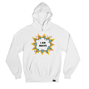 Youth "I Am Brave" Empowerment Hoodie - White