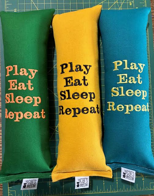 Play, Eat, Sleep, Repeat Catnip Body Pillow