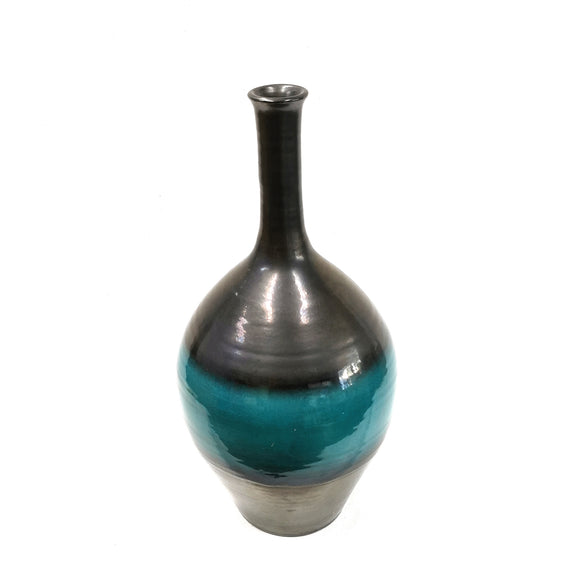 Teal and Black Vase