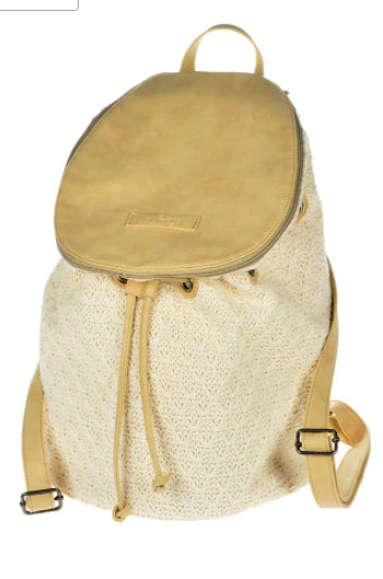 Cream and Beige Knitted Backpack