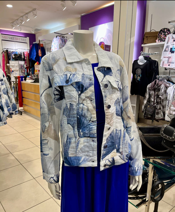 Denim Style Floral Jacket - 3X