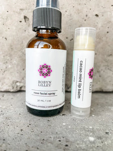 Rose Facial Spray + Cacao Mint Lip Balm Duo