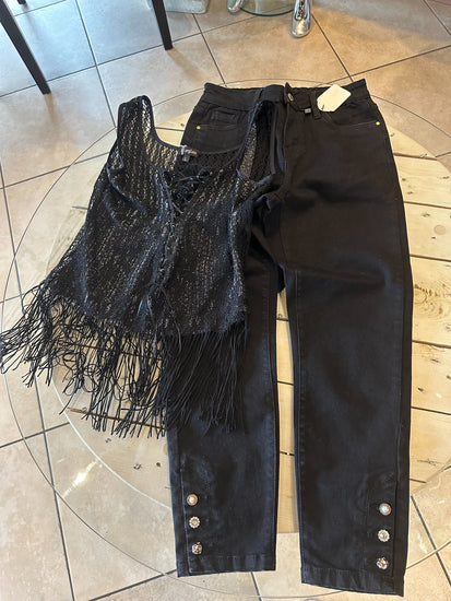 Black stretch jeans and top  03-034