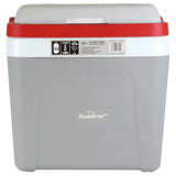 Koolatron Ice Chest Cooler w/ Locking Carry Handle, 25L (26 qt), 32 Can Capacity, Gray and Red