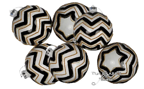 Striped glass ornaments - Set of 6