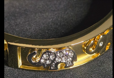 Gold-Plated Bangle with Swarovski Crystal elephant Accents