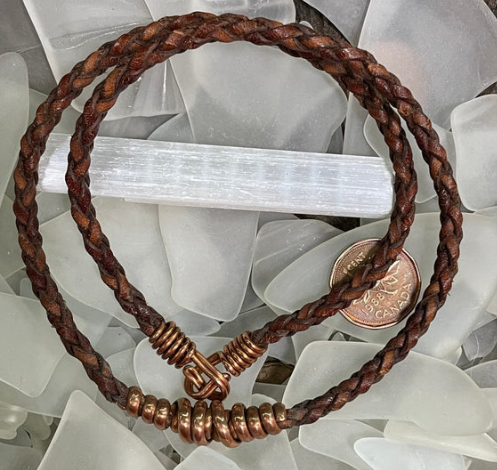 Bracelets and Bangles Collection Reclaimed Copper and Leather Necklace