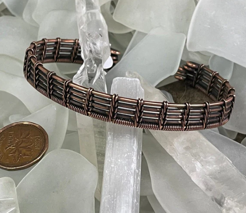 Bracelets and Bangles Collection Woven Copper Cuff Wheat