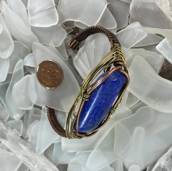 Bracelets and Bangles Collection  Lapis Lazuli Copper and Brass Cuff Bracelet