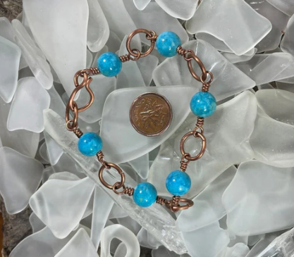 Bracelets and Bangles Collection Magnesite and Copper Circle Link Bracelet