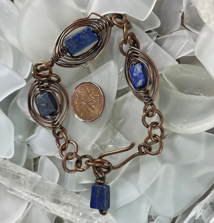 Bracelets and Bangles Collection Lapis Lazuli and Copper Link Bracelet
