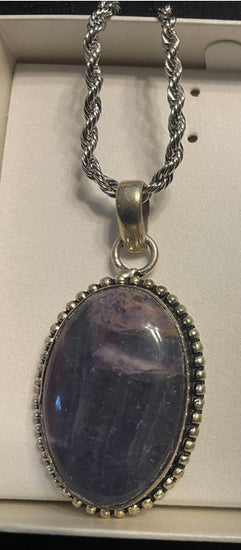 Sterling Silver Double Agate Pendant & Chain