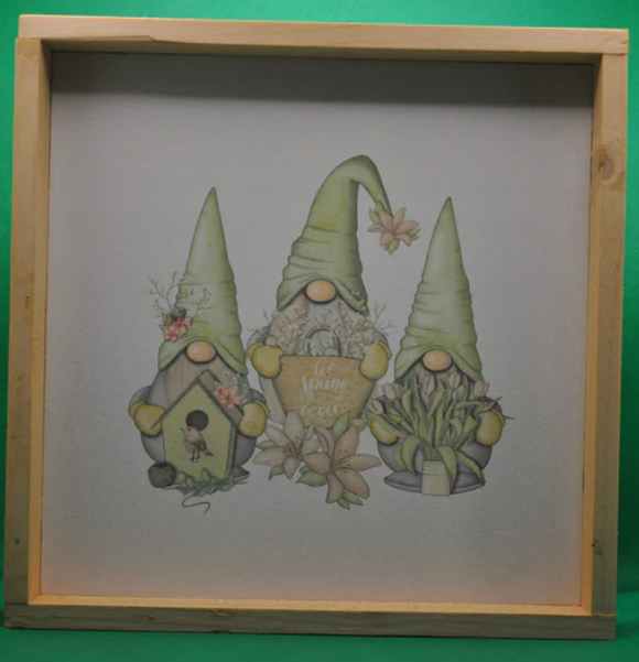 Spring Gnome Mini Wooden Sign