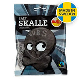 BUBS Godis Salty Skalle Liquorice Skulls Candy Sweden, 90g bag Case 16ct
