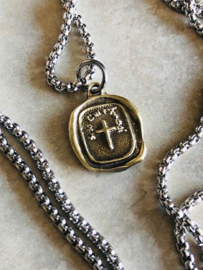 Believe Cross Christian Necklace Brass