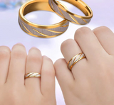 Frosted Steel Couples Ring Set