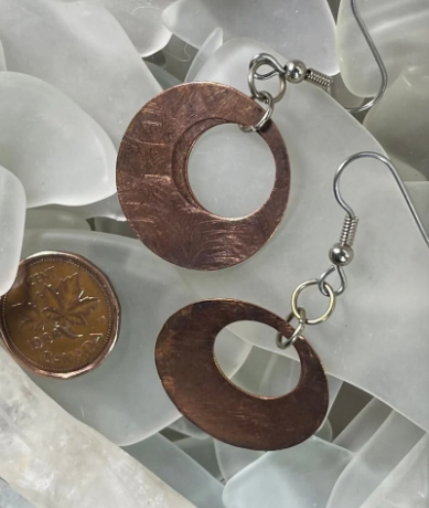 Earrings and Ear Cuffs Collections Reclaimed Copper Circle Drop earrings