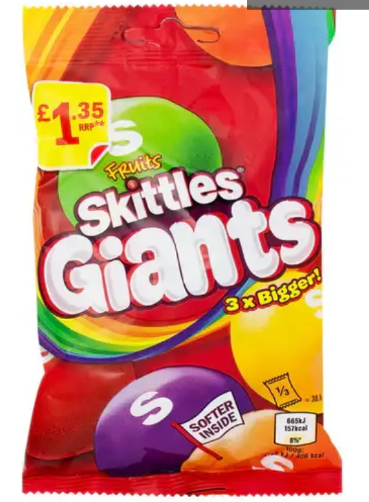 Skittles Giants Sweets Fruit Flavoured Pouch Bag