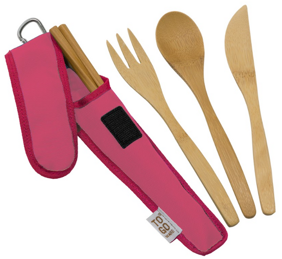 To Go Ware RePETe Bamboo Utensil Set - Honeysuckle (Pink)