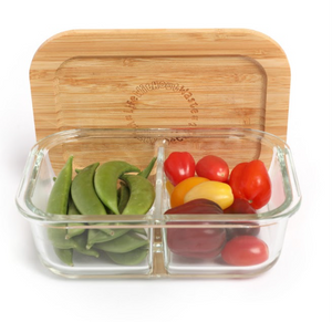 Life Without Waste Divided Glass Lunch Container -Small 2-Compartment (580 ML)