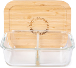 Life Without Waste Divided Glass Lunch Container -Large 2-Compartment (1380 ML)