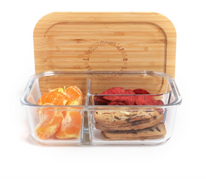 Life Without Waste Divided Glass Lunch Container -Medium 3-Compartment (930 ML)