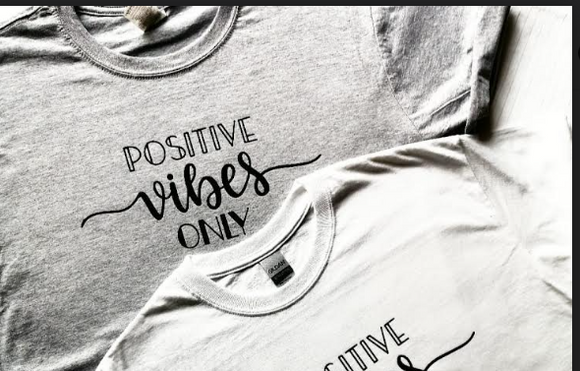 Positive Vibes Only- Grey Tshirt ONLY  Small