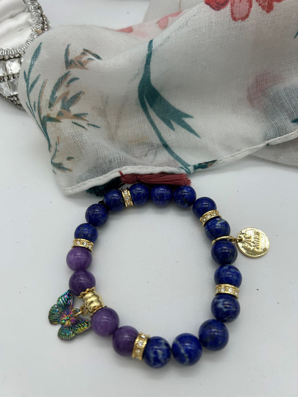 Navy Lapis Lazuli 7.5” stretch bracelet