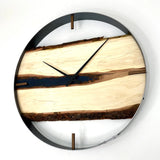 21” MAPLE LIVE EDGE WOOD CLOCK FT. BLUE EPOXY INLAY