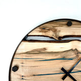 21” MAPLE LIVE EDGE WOOD CLOCK FT. TEAL EPOXY INLAY