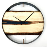 21” MAPLE LIVE EDGE WOOD CLOCK FT. BLUE EPOXY INLAY