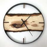 25” HICKORY LIVE EDGE WOOD CLOCK FT. COSMIC EPOXY INLAY