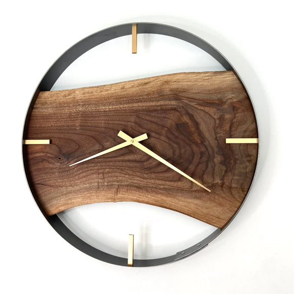 21” BLACK WALNUT LIVE EDGE WOOD CLOCK