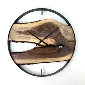 25” Black Walnut Live Edge Wood Clock