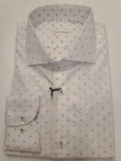Re Ferdinando Slim Men’s Dress Shirt White with Taupe Dot Sizes: XXXL