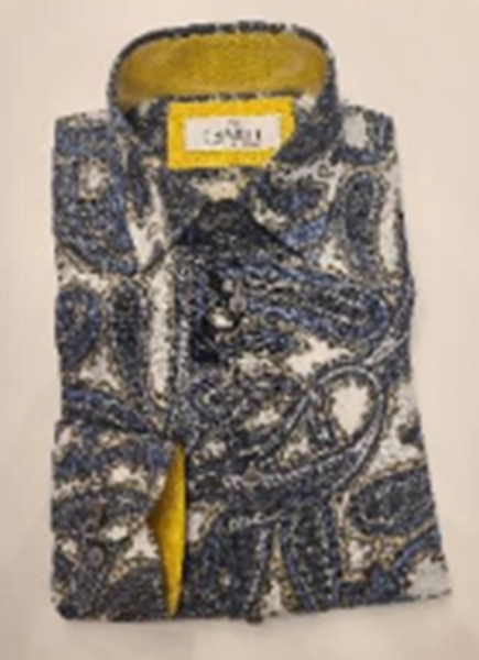 I Sarti Menswear Men’s Dress Shirt I Sarti Luxury Menswear (Grey/Blue Paisleu ) Sizes: XS