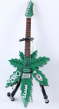 Cheech Marin & Tommy Chong Signed  Sweet Leaf Guitars® Mary Jane Marijuana Shape Miniature Guitar Model (JSA)