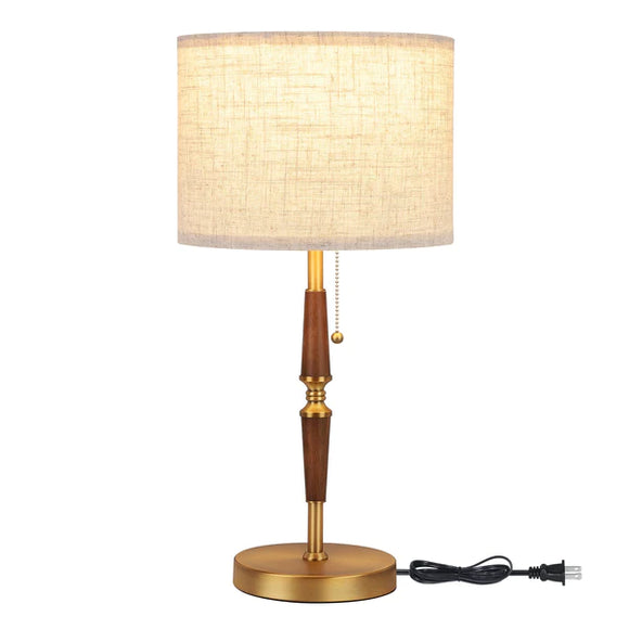 EDISHINE 21.6'' Table Lamp with Rubber Wood Pole-HLTL05P
